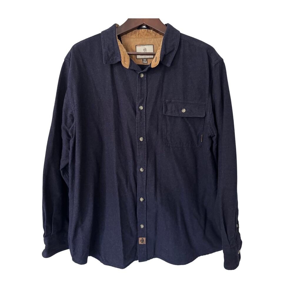 Legendary Whitetails Navy Blue Flannel Long Sleeve Button Down Shirt Size 2XL‎